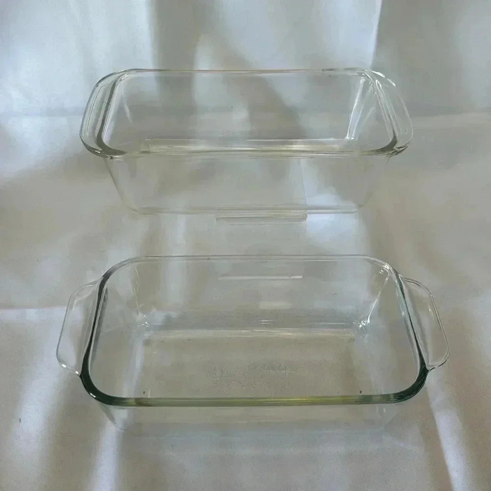Pyrex 213-R Clear Glass Loaf Pans Bakeware Casserole Dishes Set of 2 - Picture 3 of 9
